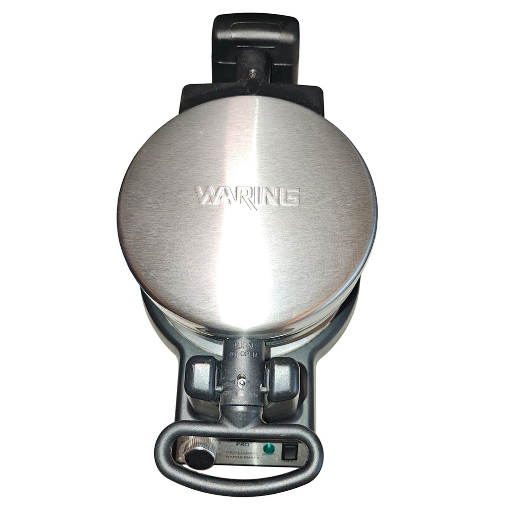 Waring Professional WWM450PC Round Belgian Waffle Maker Rotating Works Tested